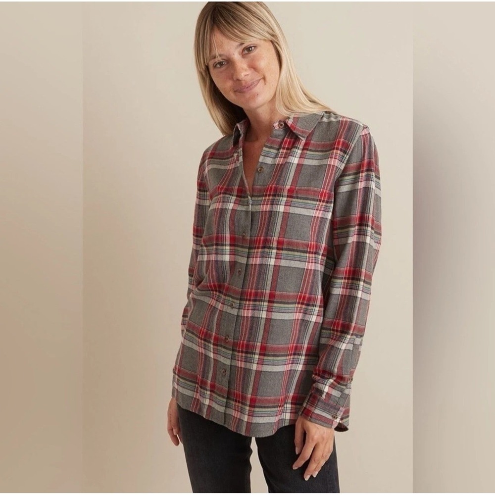 NWT Marine Layer Viola LS relaxed rainbow Plaid‎ Button-Up Long-Sleeve Shirt MED